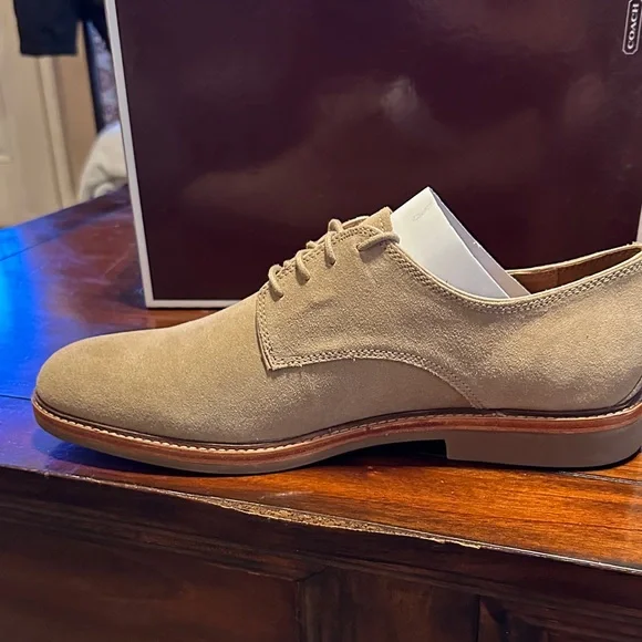 Coach Men's Taupe Suede Oxfords - Picture 7 of 13